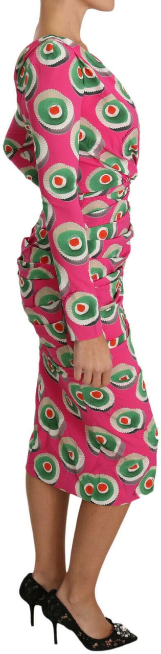 Dolce & Gabbana Pink Silk Cup Cake Sheath Stretch Dress Roze
