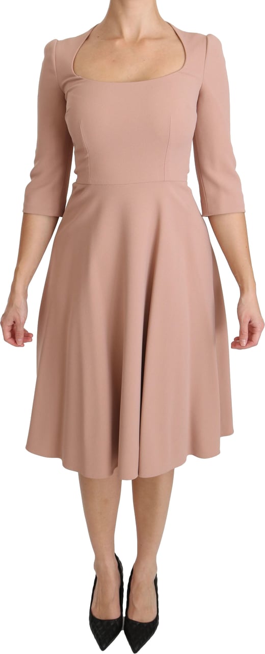 Dolce & Gabbana Pink 3/4 Sleeves A-line Viscose Dress Roze