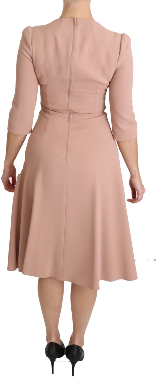 Dolce & Gabbana Pink 3/4 Sleeves A-line Viscose Dress Roze