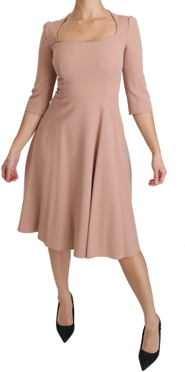 Dolce & Gabbana Pink 3/4 Sleeves A-line Viscose Dress Roze