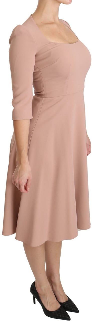 Dolce & Gabbana Pink 3/4 Sleeves A-line Viscose Dress Roze