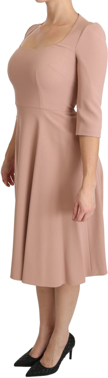 Dolce & Gabbana Pink 3/4 Sleeves A-line Viscose Dress Roze