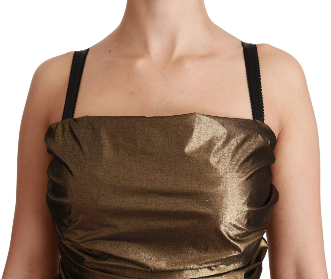 Dolce & Gabbana Nylon Bronze Bodycon Sheath Mini Dress Metallic