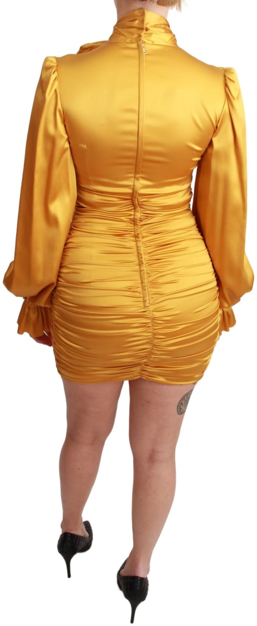 Dolce & Gabbana Yellow Silk Stretch Sheath Bodycon Mini Dress Geel