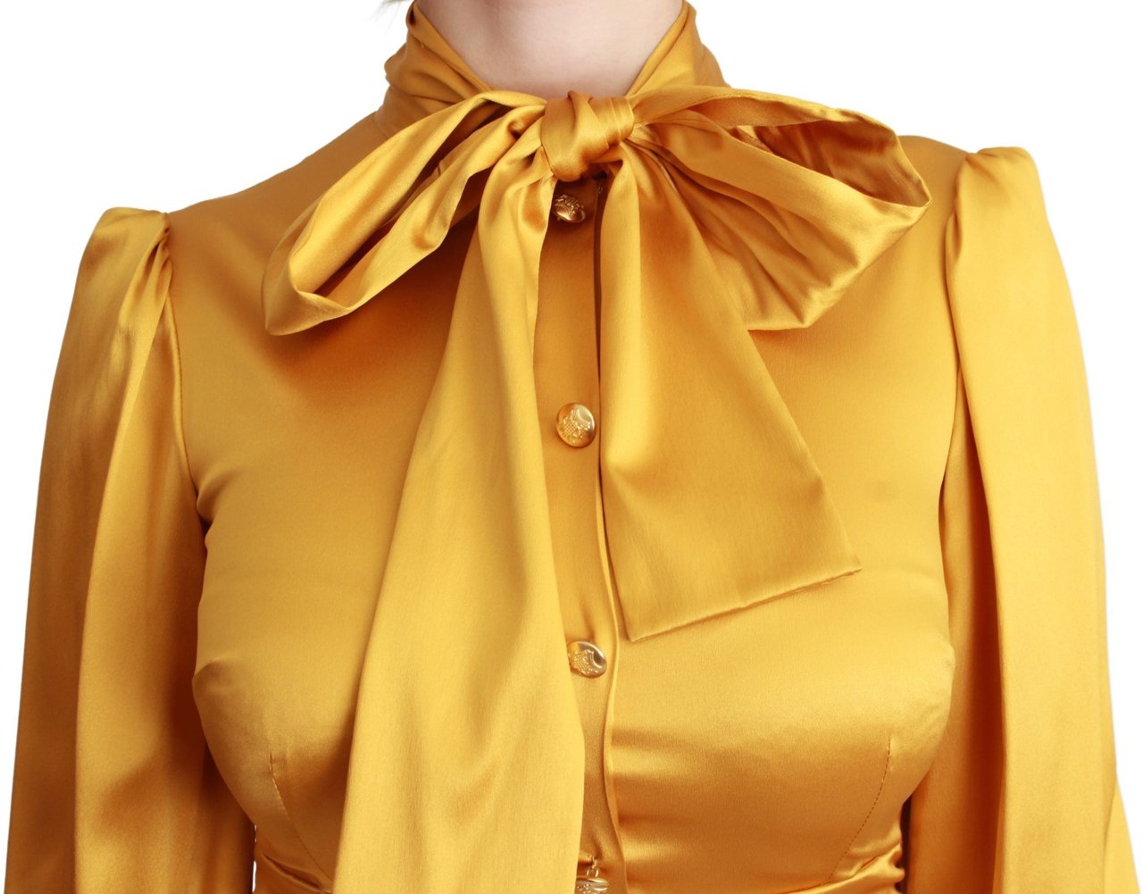 Dolce & Gabbana Yellow Silk Stretch Sheath Bodycon Mini Dress Geel