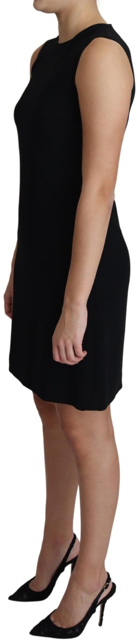 Dolce & Gabbana Black Viscose Stretch A-line Shift Mini Dress Zwart