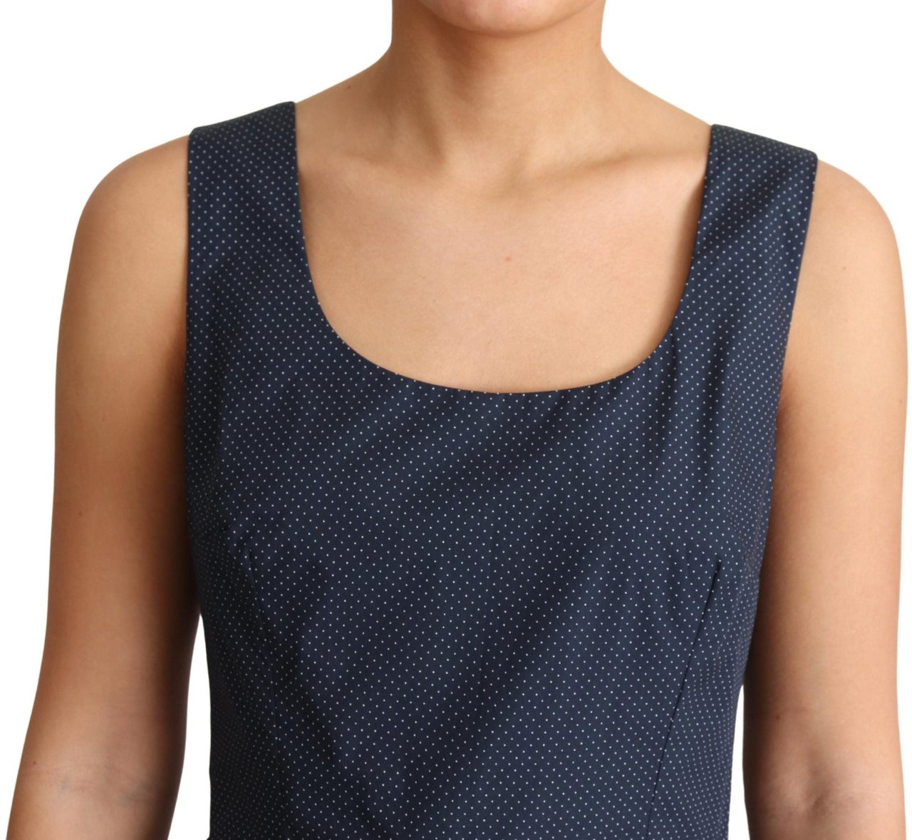 Dolce & Gabbana Blue Polka Dotted Cotton A-Line Dress Blauw