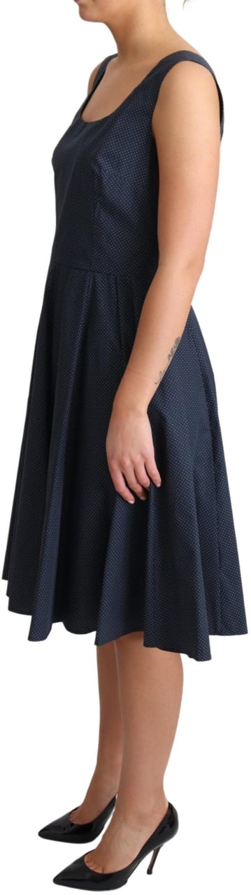 Dolce & Gabbana Blue Polka Dotted Cotton A-Line Dress Blauw