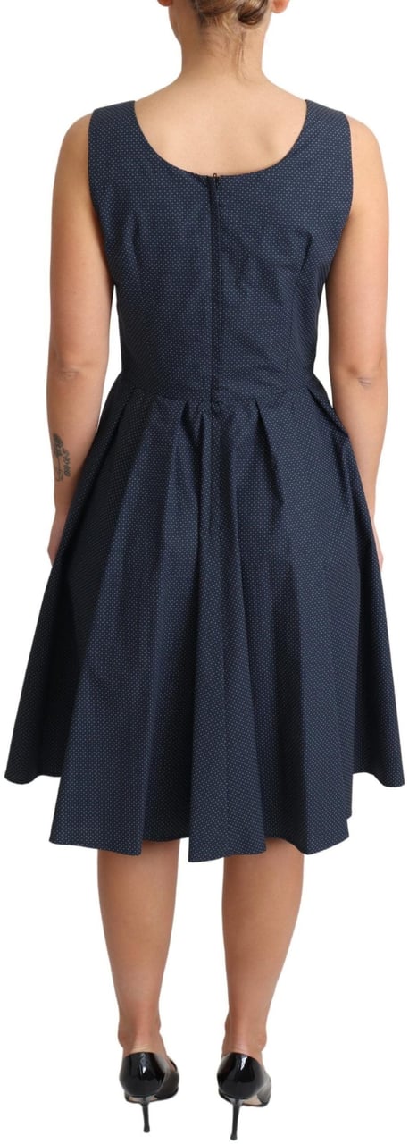 Dolce & Gabbana Blue Polka Dotted Cotton A-Line Dress Blauw