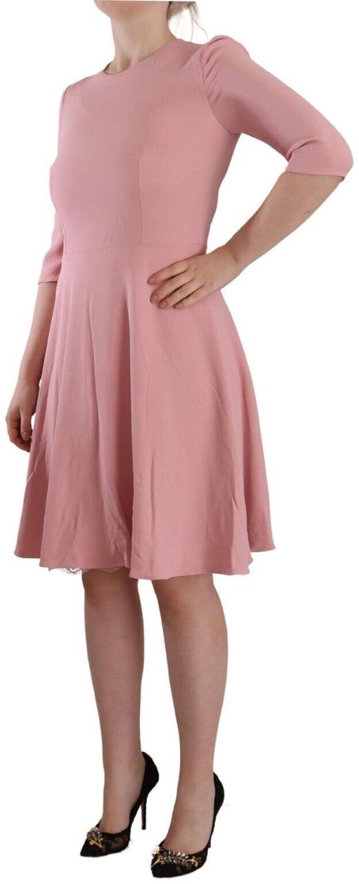 Dolce & Gabbana Pink 3/4 Sleeves Viscose Blend A-line Dress Roze