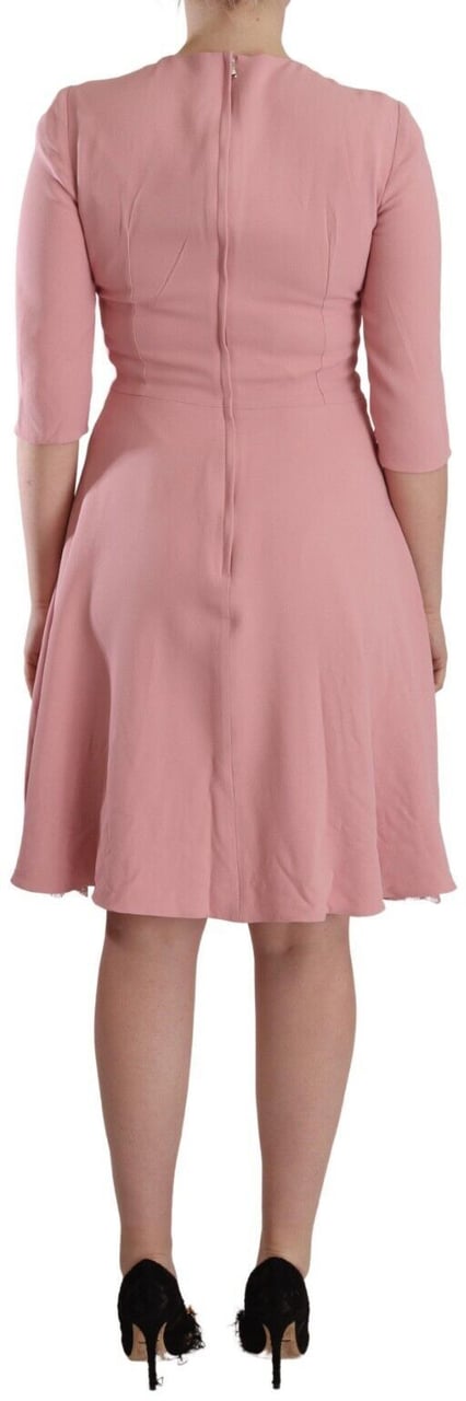 Dolce & Gabbana Pink 3/4 Sleeves Viscose Blend A-line Dress Roze