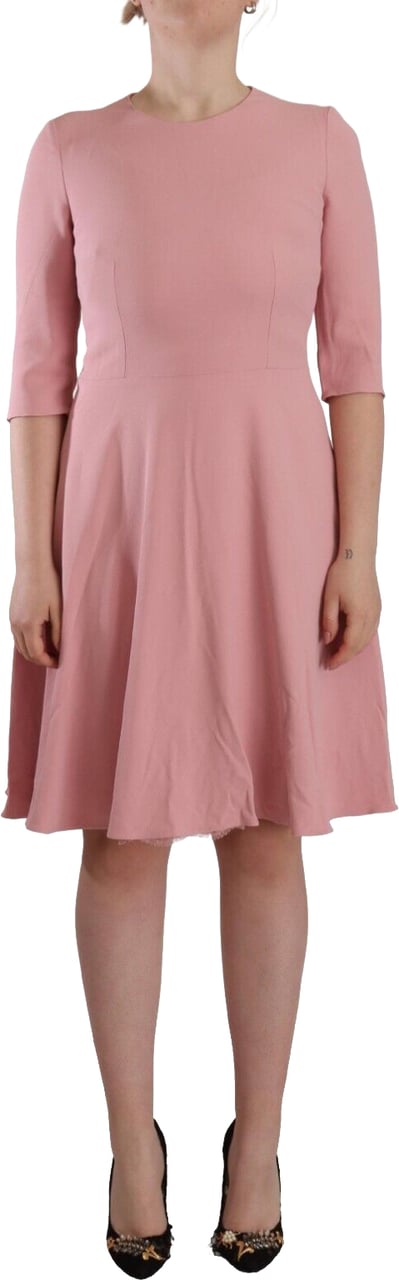Dolce & Gabbana Pink 3/4 Sleeves Viscose Blend A-line Dress Roze