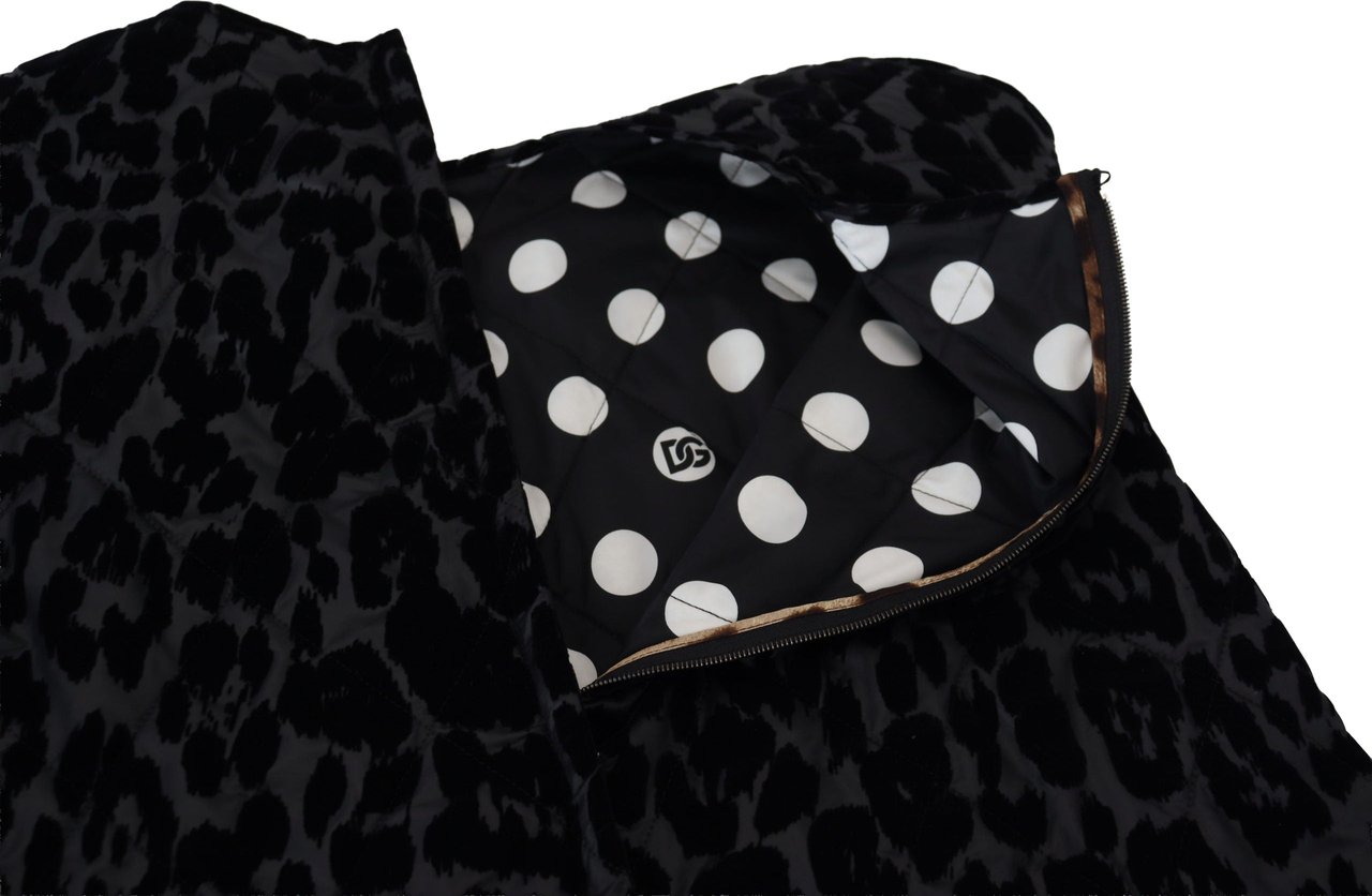 Dolce & Gabbana Black Leopard Shift Mini Polyester Dress Zwart