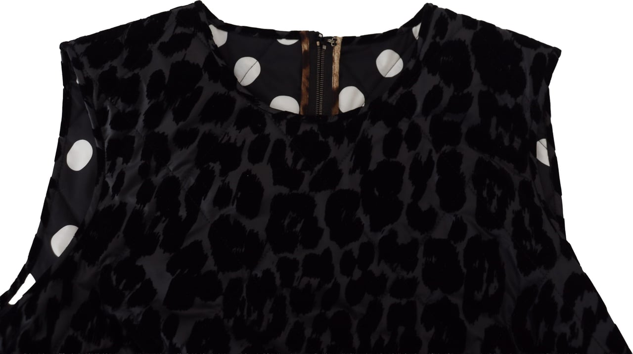 Dolce & Gabbana Black Leopard Shift Mini Polyester Dress Zwart