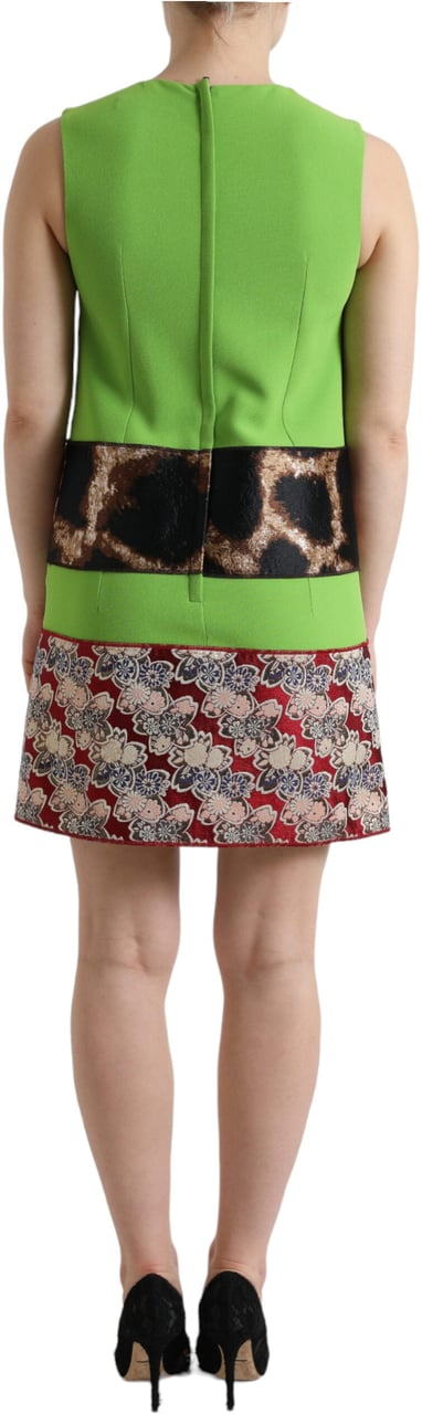 Dolce & Gabbana Apple Green Sleeveless Panelled Shift Dress Groen