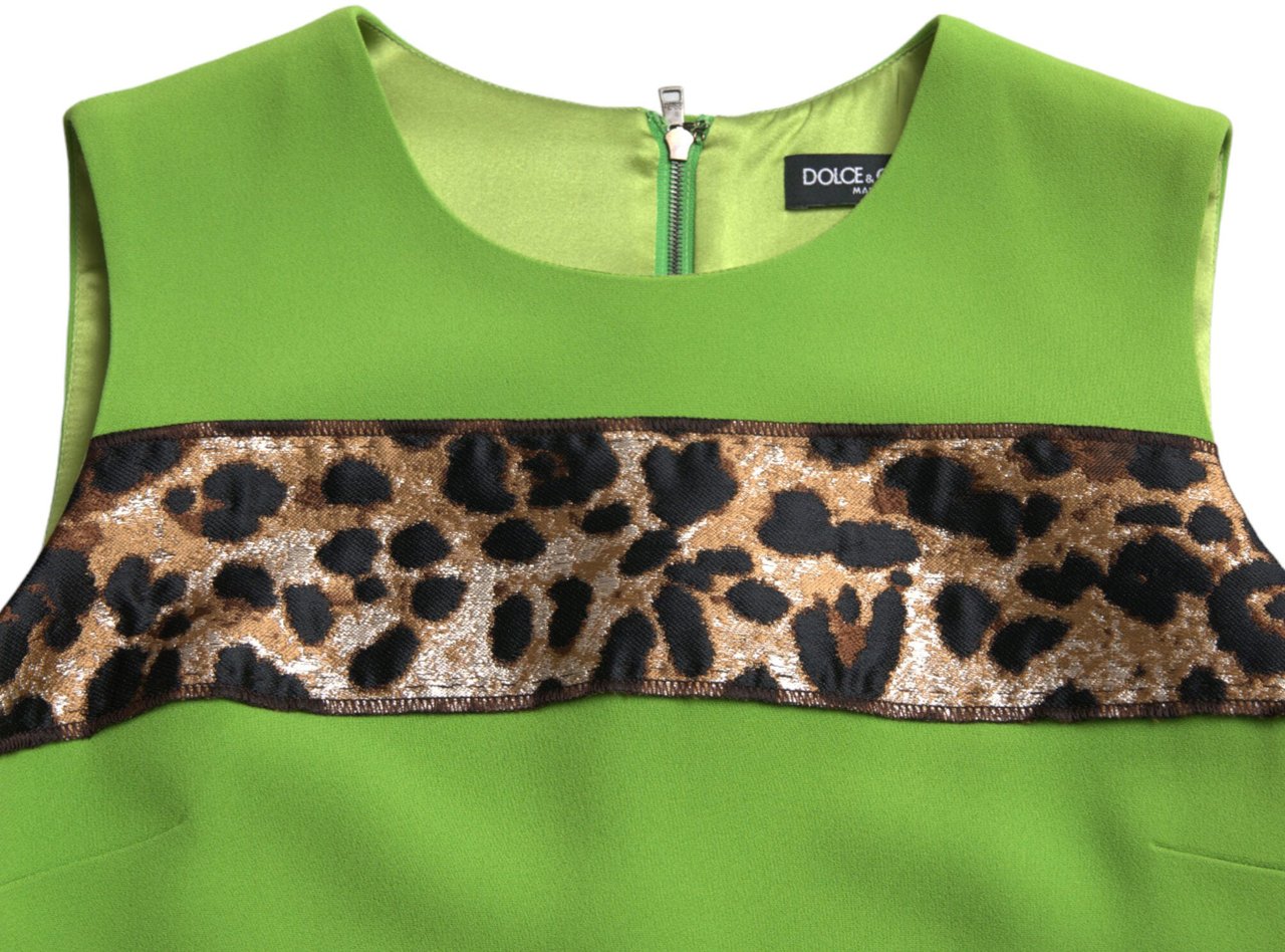 Dolce & Gabbana Apple Green Sleeveless Panelled Shift Dress Groen
