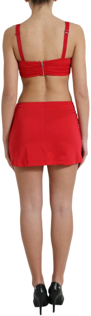 Dolce & Gabbana Red Cutout Nylon Sheath Sleeveless Mini Dress Rood