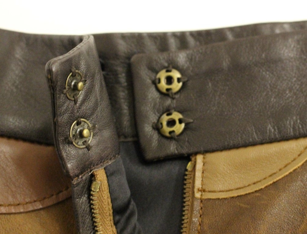 Dolce & Gabbana Brown Patchwork Leather Straight Skirt Bruin