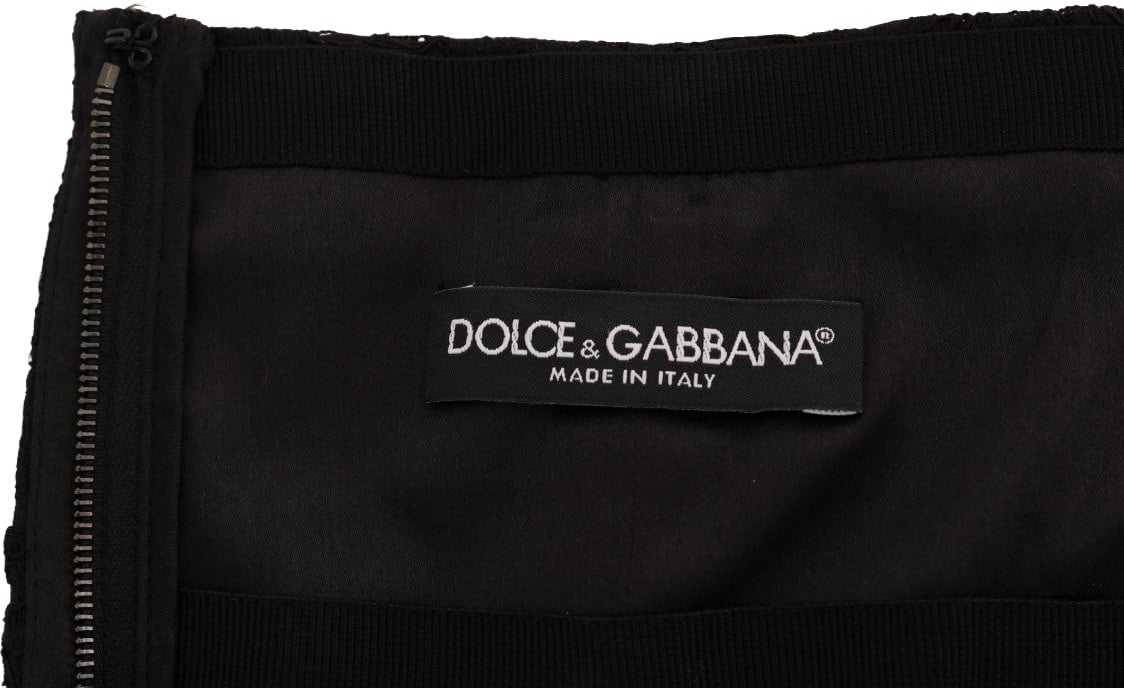 Dolce & Gabbana Black Floral Cutout Lace A-Line Skirt Zwart