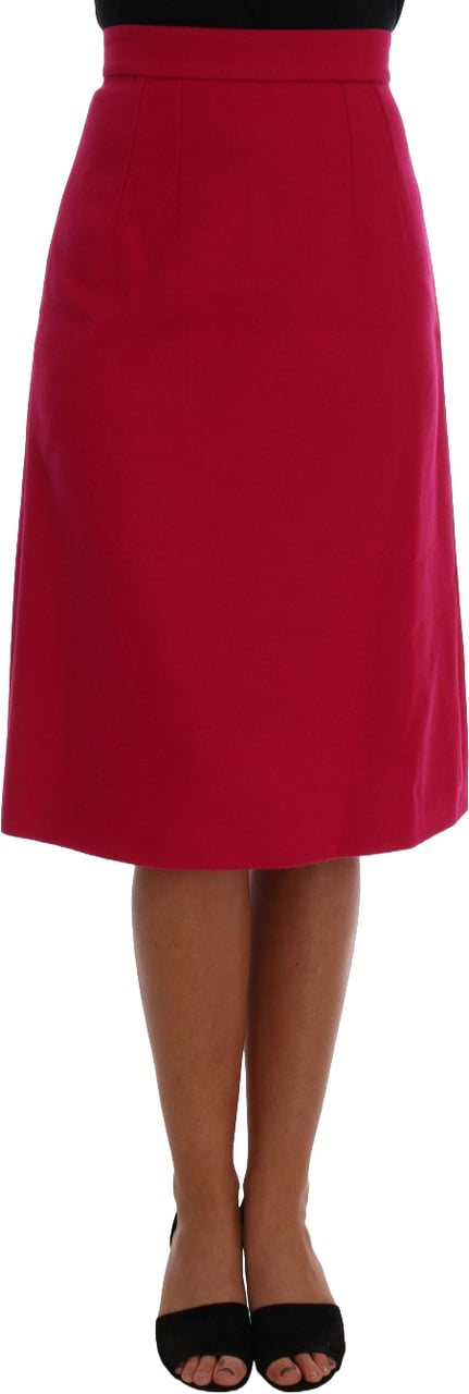 Dolce & Gabbana Pink Wool Knee Long A-Line Skirt Roze