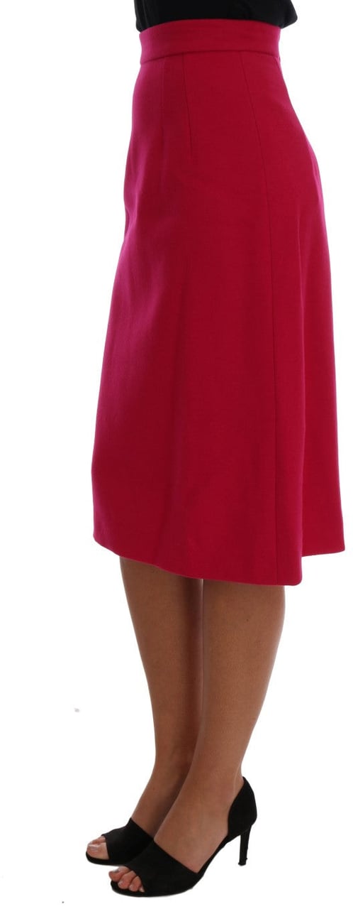Dolce & Gabbana Pink Wool Knee Long A-Line Skirt Roze