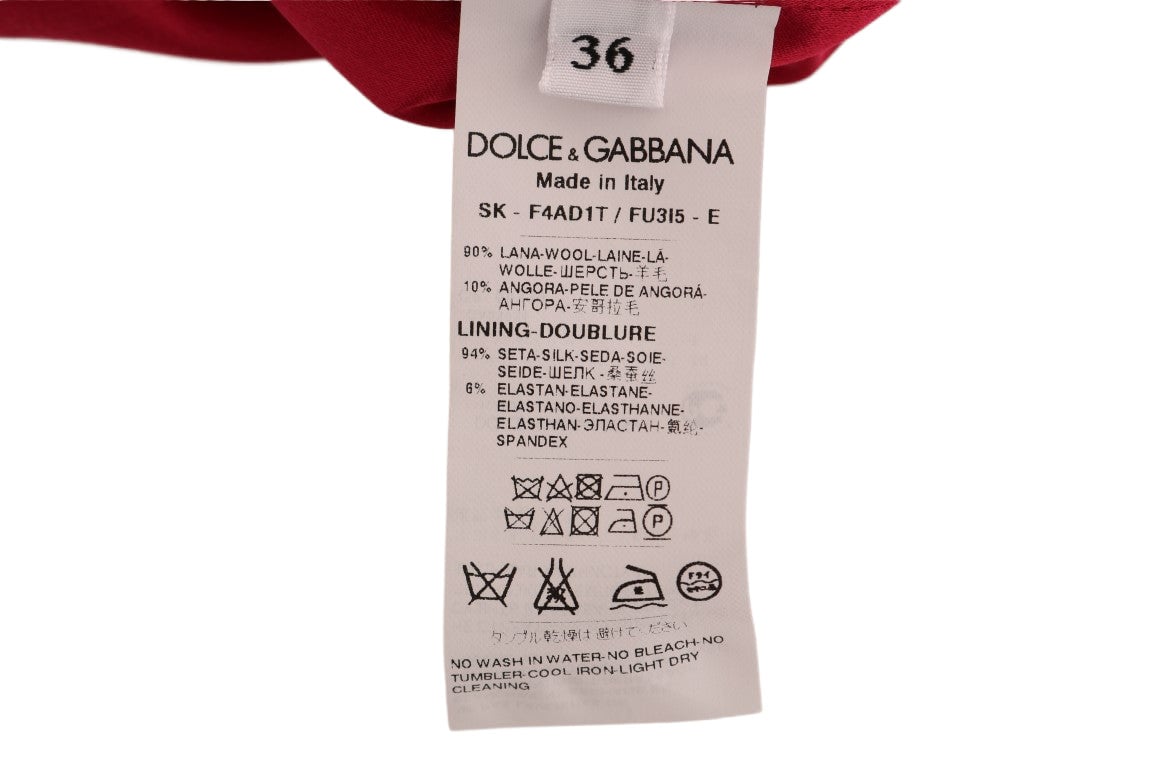 Dolce & Gabbana Pink Wool Knee Long A-Line Skirt Roze