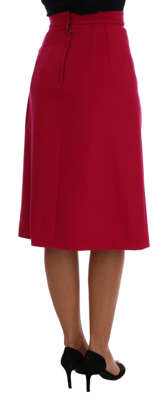 Dolce & Gabbana Pink Wool Knee Long A-Line Skirt Roze