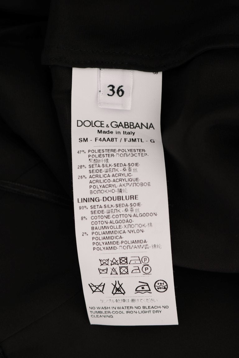 Dolce & Gabbana Black Floral Jacquard Silk A-Line Skirt Zwart