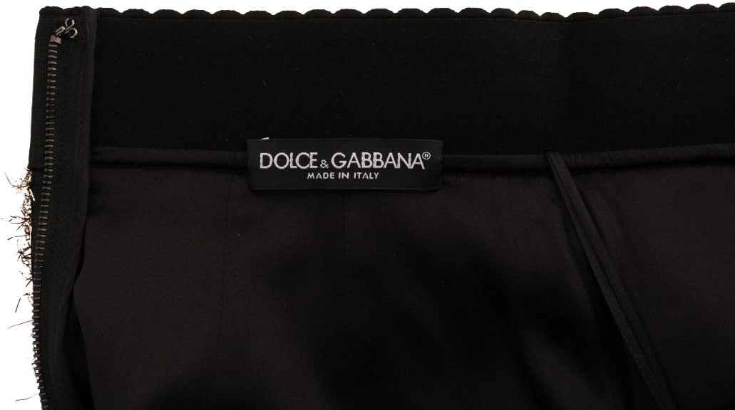 Dolce & Gabbana Gold Black Short Mini Skirt Goud