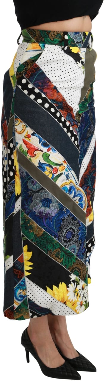 Dolce & Gabbana Multicolor Silk Geometric High Waist Maxi Skirt Divers