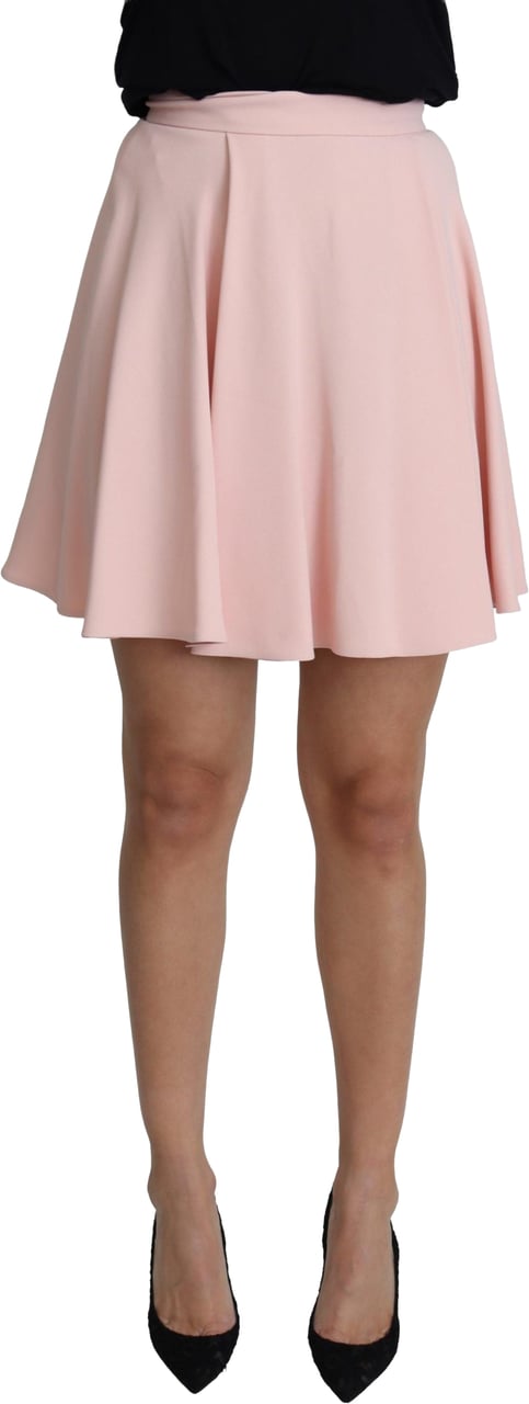 Dolce & Gabbana Pink Tuck Pleat Flare A-line Mini Rayon Roze