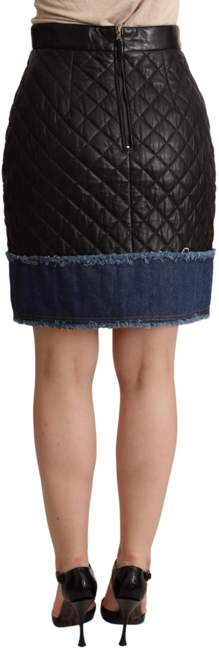Dolce & Gabbana Black Quilted Leather Mini Skirts Zwart