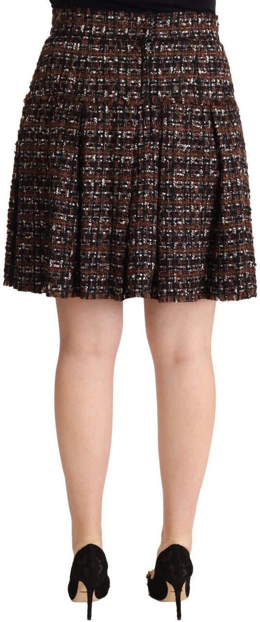 Dolce & Gabbana Brown High Waist Mini A-Line Pleated Skirt Bruin