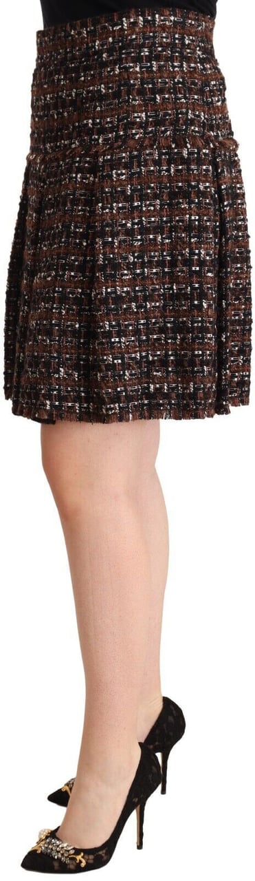 Dolce & Gabbana Brown High Waist Mini A-Line Pleated Skirt Bruin