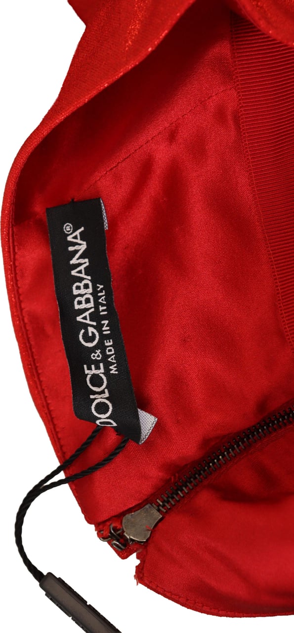 Dolce & Gabbana Metallic Red High Waist Polyester Mini Skirt Rood