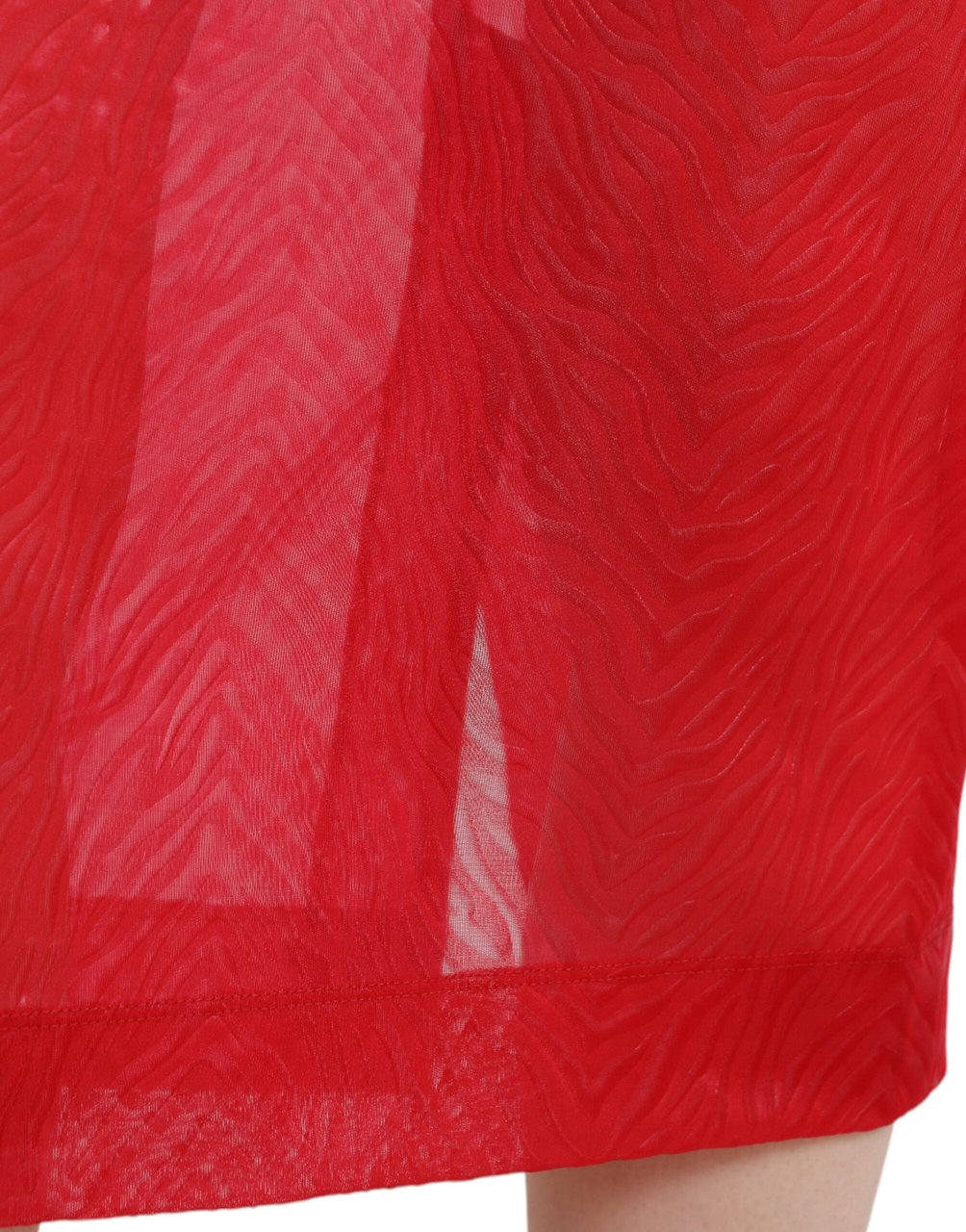 Dolce & Gabbana Red Sheer High Waist Pencil Cut Midi Skirt Rood