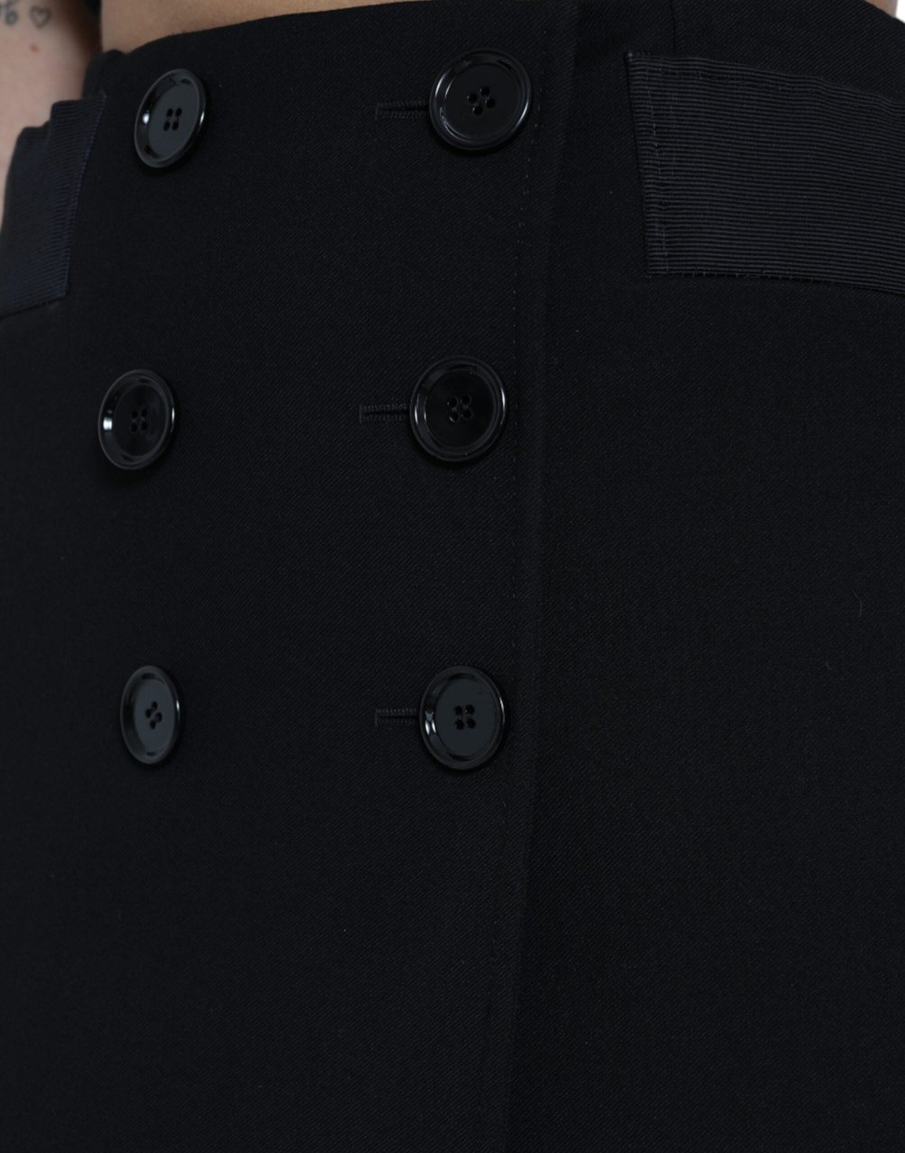 Dolce & Gabbana Black Wool Button High Waist Aline Mini Skirt Zwart
