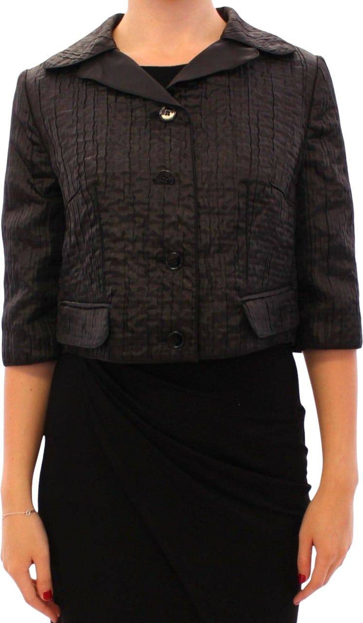 Dolce & Gabbana Black Short Bolero Shrug Jacket Coat Zwart