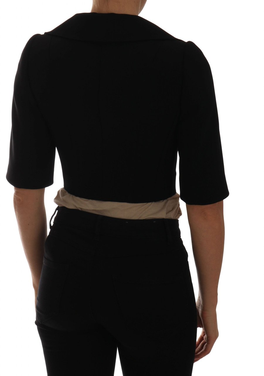 Dolce & Gabbana Black Short Croped Jacket Blazer Zwart