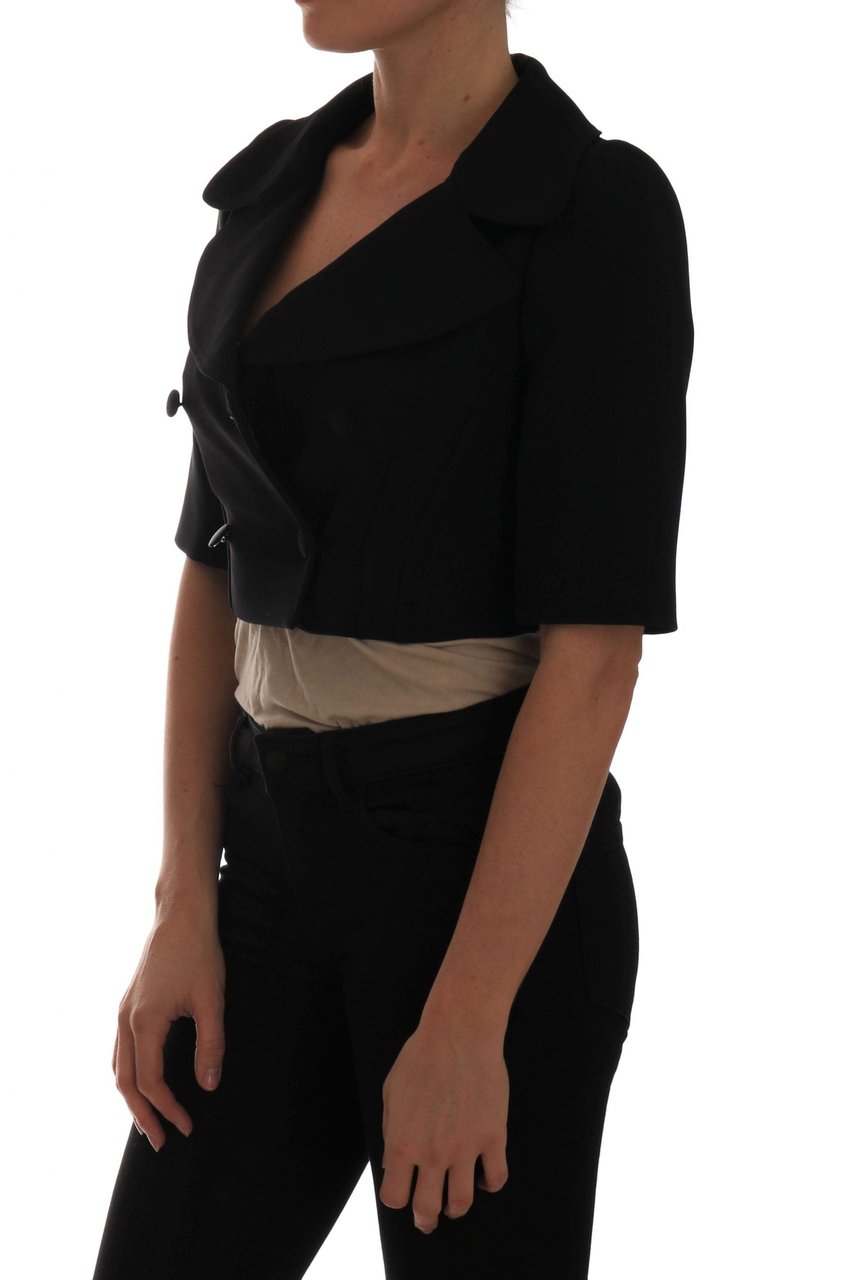 Dolce & Gabbana Black Short Croped Jacket Blazer Zwart