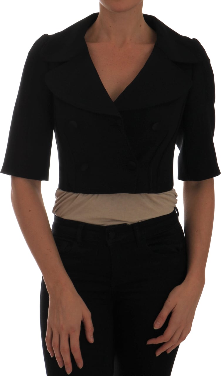 Dolce & Gabbana Black Short Croped Jacket Blazer Zwart