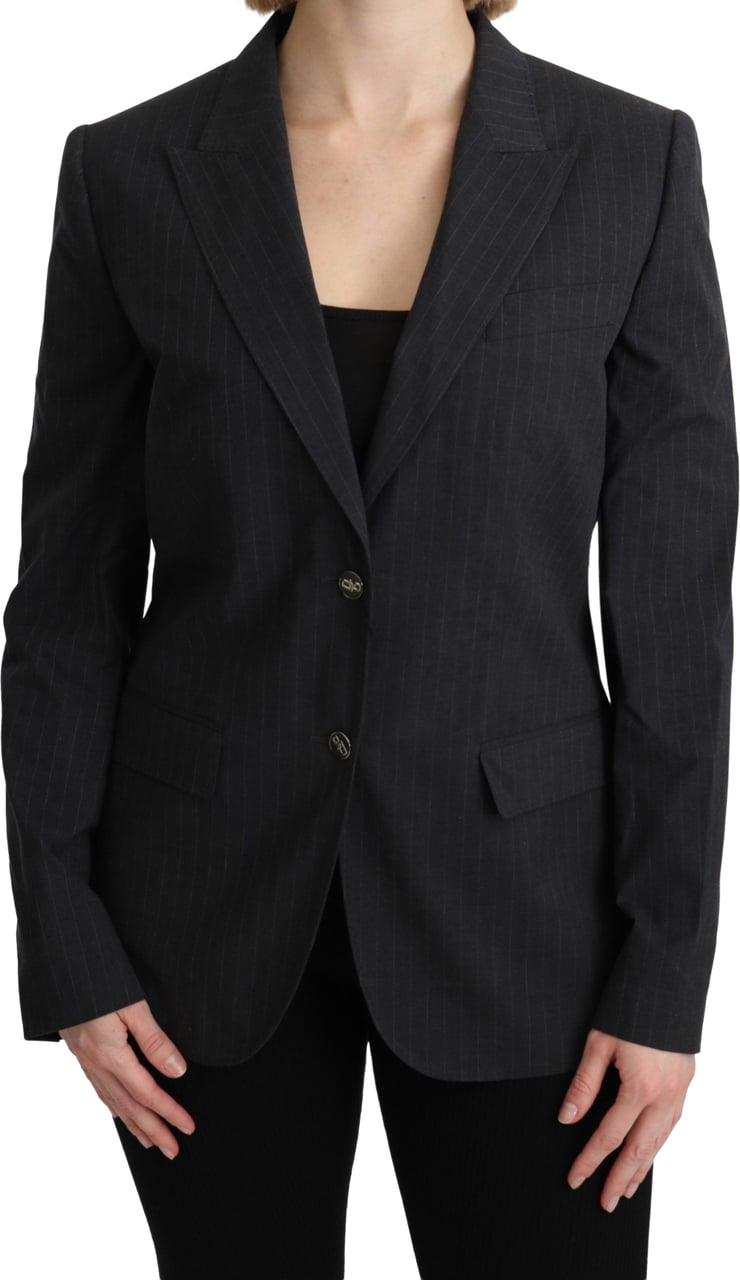 Dolce & Gabbana Gray Single Breasted Blazer Cotton Jacket Grijs