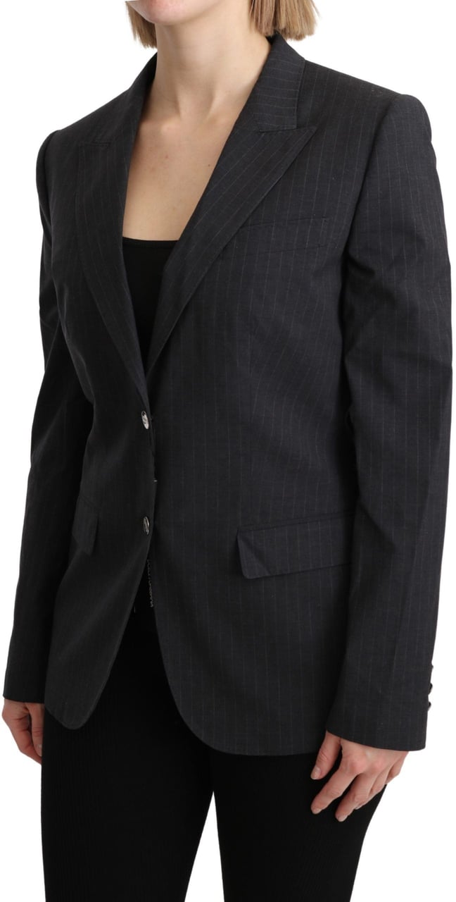 Dolce & Gabbana Gray Single Breasted Blazer Cotton Jacket Grijs