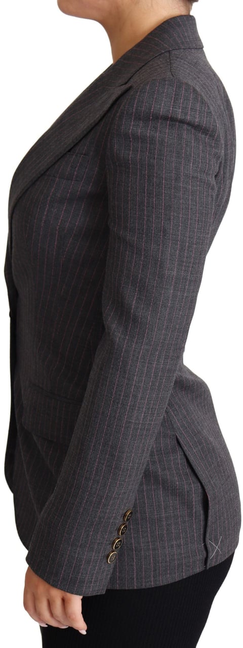 Dolce & Gabbana Gray Single Breasted Fitted Blazer Wool Jacket Grijs