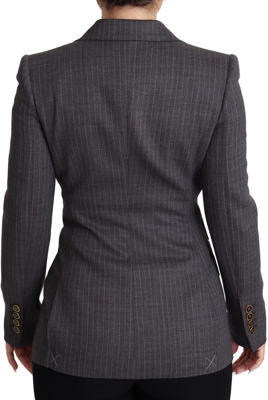 Dolce & Gabbana Gray Single Breasted Fitted Blazer Wool Jacket Grijs