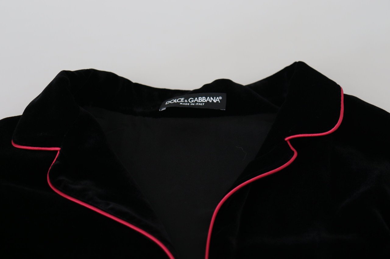 Dolce & Gabbana Black Button Belted Blazer Viscose Jacket Zwart