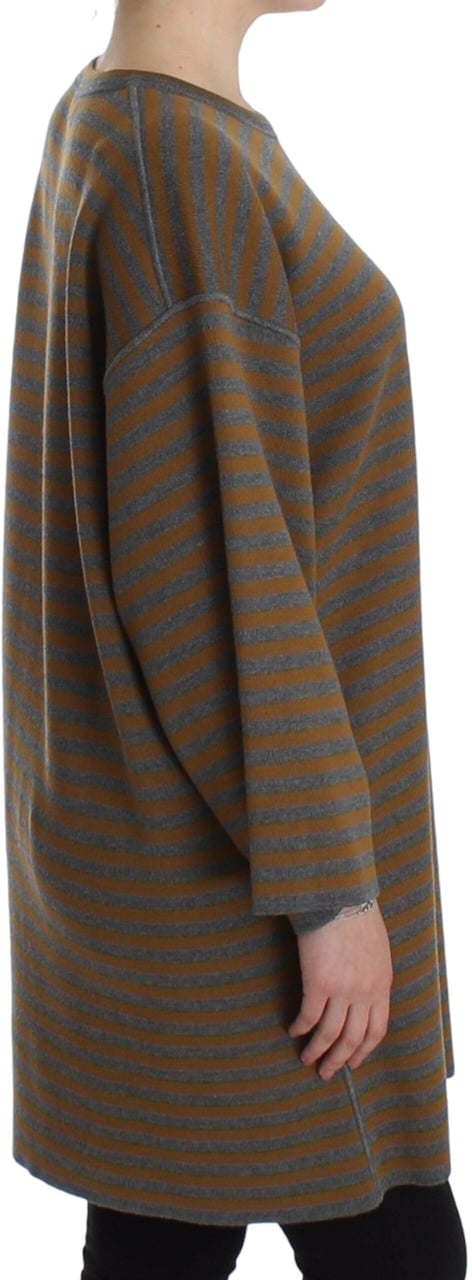 Dolce & Gabbana Oversized Gray Yellow Striped Sweater Top Grijs