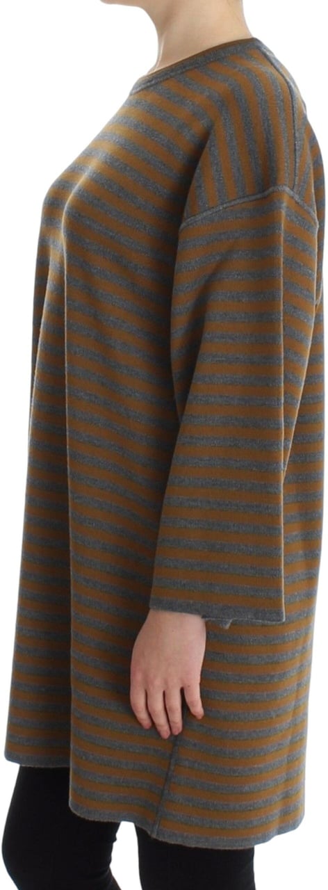Dolce & Gabbana Oversized Gray Yellow Striped Sweater Top Grijs
