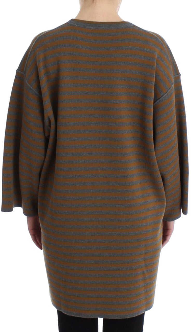 Dolce & Gabbana Oversized Gray Yellow Striped Sweater Top Grijs