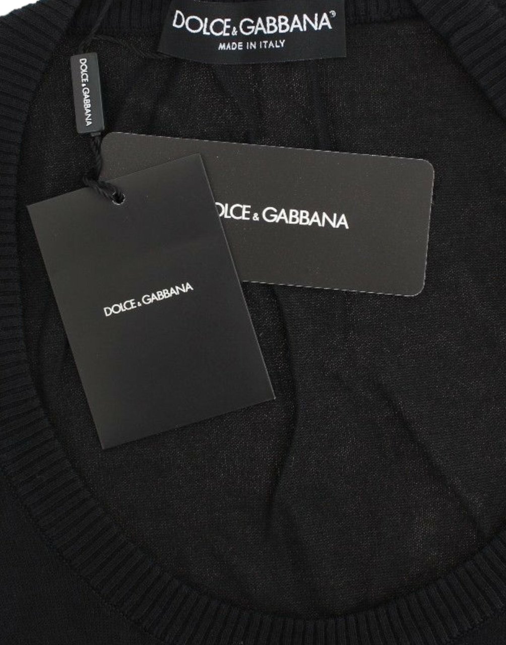 Dolce & Gabbana Black Cashmere Crewneck Sweater Pullover Zwart